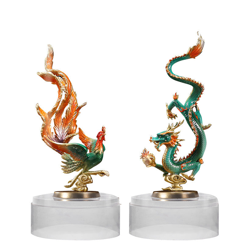 Brass Ornament Crafts Dragon Phoenix Wedding Zodiac Year of the Dragon Decoration Entrance Living Room New Year Commemorative Gift