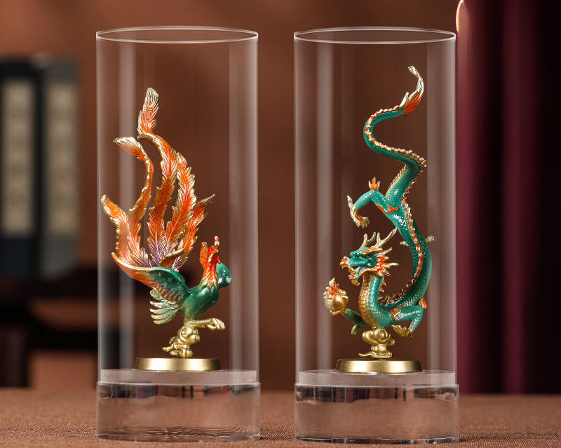 Brass Ornament Crafts Dragon Phoenix Wedding Zodiac Year of the Dragon Decoration Entrance Living Room New Year Commemorative Gift