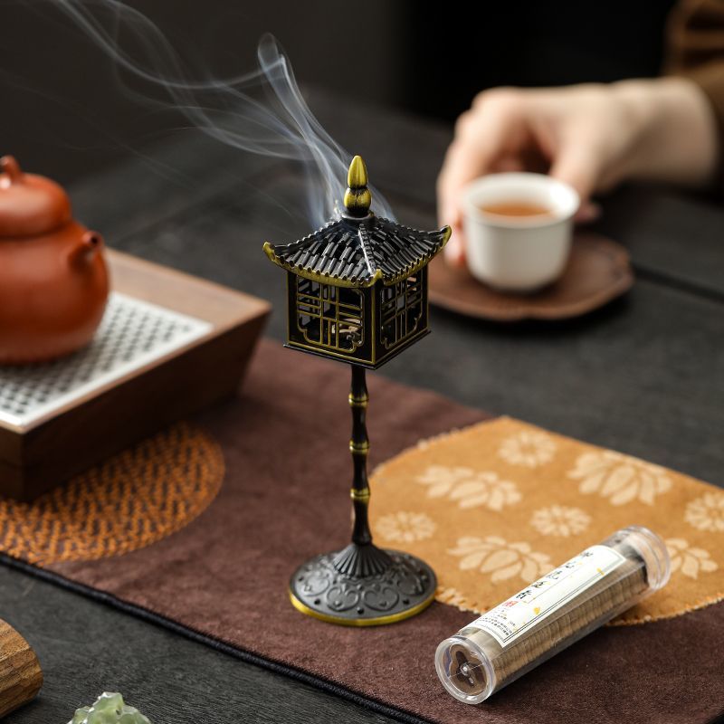 Chinese Style Palace Lantern Incense Burner Alloy High Stand Creative Cloud Pattern Sandalwood Home Aromatherapy Burner