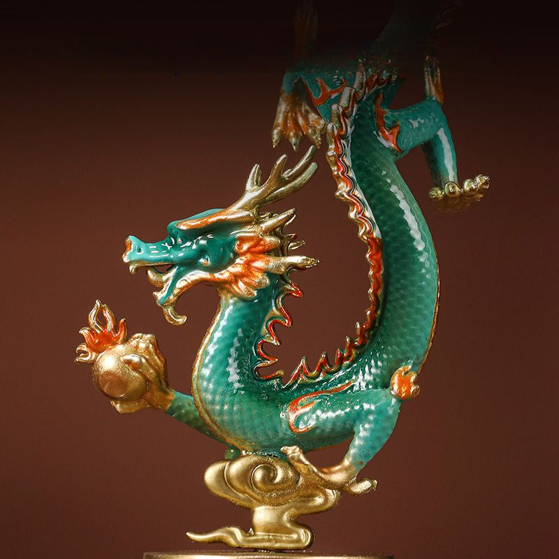 Brass Ornament Crafts Dragon Phoenix Wedding Zodiac Year of the Dragon Decoration Entrance Living Room New Year Commemorative Gift