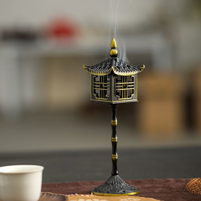 Chinese Style Palace Lantern Incense Burner Alloy High Stand Creative Cloud Pattern Sandalwood Home Aromatherapy Burner