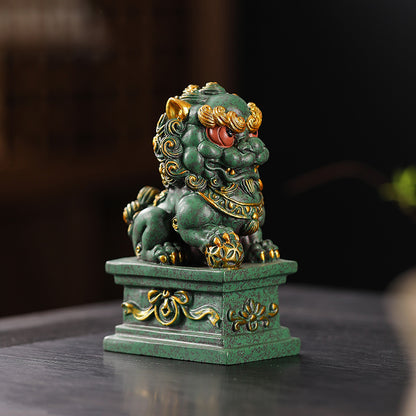 Chinese Style Home Stone Lion Pair Wealth-Attracting Lucky Charm Living Room Entrance Hallway Balcony Doorway House Decoration