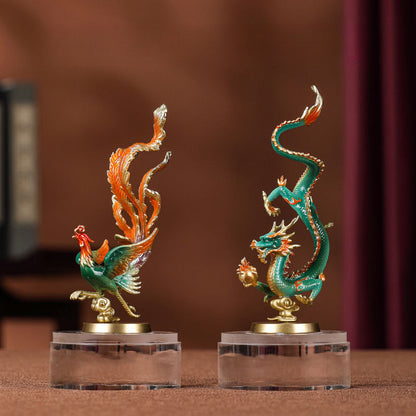 Brass Ornament Crafts Dragon Phoenix Wedding Zodiac Year of the Dragon Decoration Entrance Living Room New Year Commemorative Gift