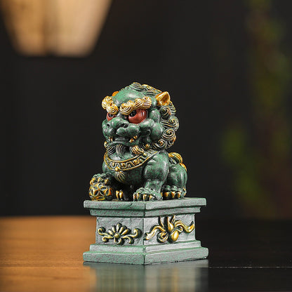 Chinese Style Home Stone Lion Pair Wealth-Attracting Lucky Charm Living Room Entrance Hallway Balcony Doorway House Decoration