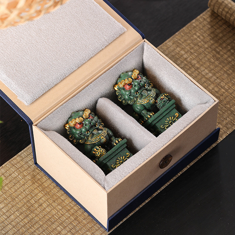 Chinese Style Home Stone Lion Pair Wealth-Attracting Lucky Charm Living Room Entrance Hallway Balcony Doorway House Decoration