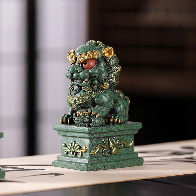 Chinese Style Home Stone Lion Pair Wealth-Attracting Lucky Charm Living Room Entrance Hallway Balcony Doorway House Decoration