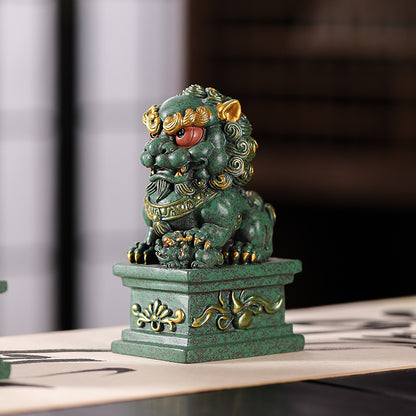 Chinese Style Home Stone Lion Pair Wealth-Attracting Lucky Charm Living Room Entrance Hallway Balcony Doorway House Decoration