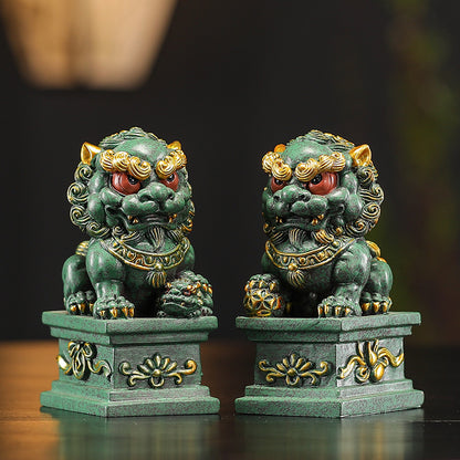 Chinese Style Home Stone Lion Pair Wealth-Attracting Lucky Charm Living Room Entrance Hallway Balcony Doorway House Decoration