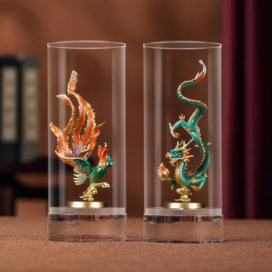 Brass Ornament Crafts Dragon Phoenix Wedding Zodiac Year of the Dragon Decoration Entrance Living Room New Year Commemorative Gift